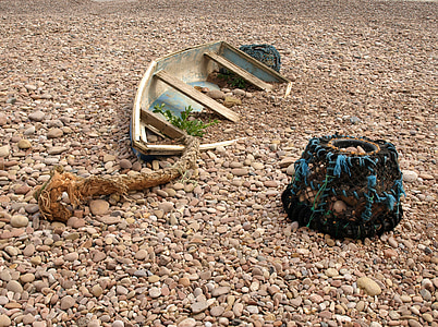 arranque, trenzado de, antiguo, seco, pescado, restos del naufragio, Playa
