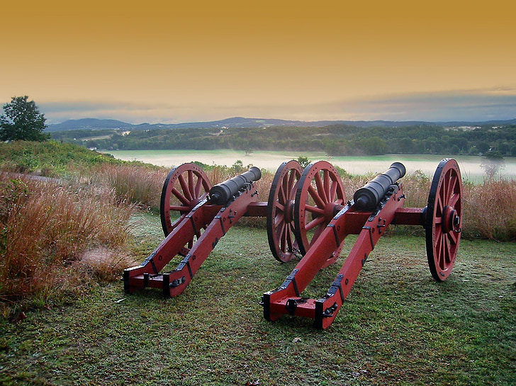 Antietam, Maryland, Saratoga battlefield, pole bitwy, u s wojny domowej, armaty, niebo