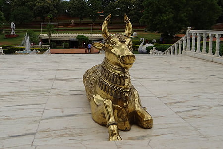 Bull, brasswork, nandi, debess pārvadātājs, templis, Indija