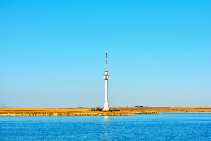 lighthouse, sky, island, seaside, constant, great, lake