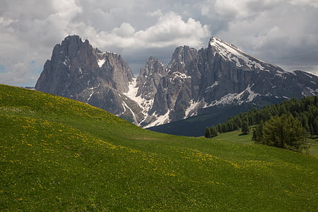 el Tyrol del sur, Seiser alm, montañas, panorama