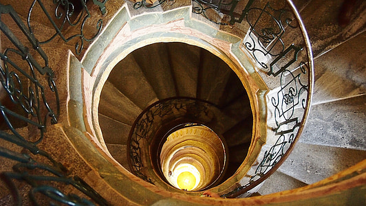 spiralno stubište, Austrija, arhitektura, perspektive, stepenice, korake, dolje