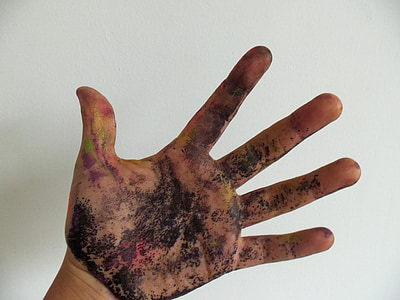 tangan, cat, warna, lukisan, anak, seni, kreatif