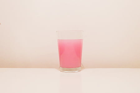 clear, drinking, glass, filled, pink, liquid, drink