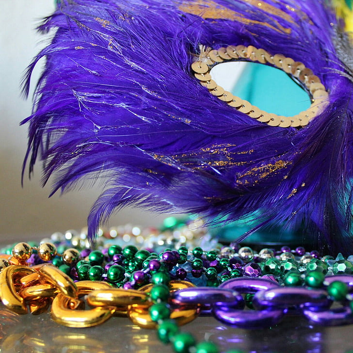 masque, masque facial, coloré, la Nouvelle-Orléans, plumes, plume, décoration