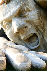 Ervin ahmad lóránth, escultura, gigante, pedra, grito, Figura, perfurados para baixo