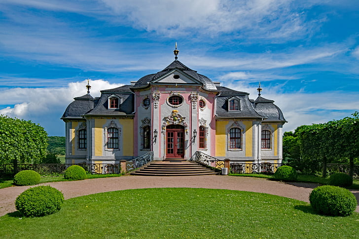 rokoko slottet, Dornburg, Thüringen Tyskland, Tyskland, gammal byggnad, platser av intresse, kultur