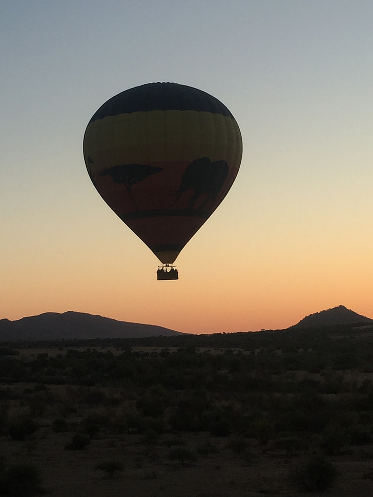 Hot air balloon, Afrikka, taivas, siluetti, Sunset