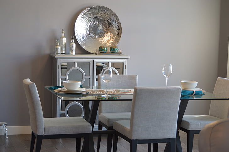 dining room, table, chairs, decor, furniture, interior, furnishings