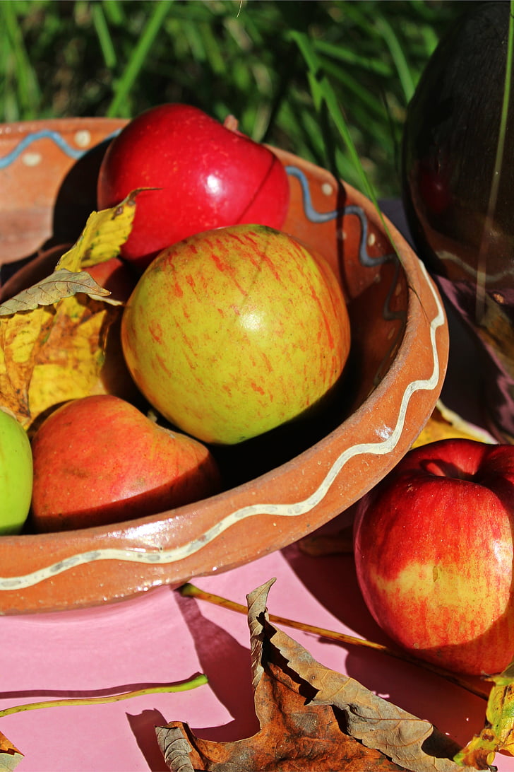jabuka, lonac jelo, vrt, žetva, jesen, raspoloženje, dekoracija