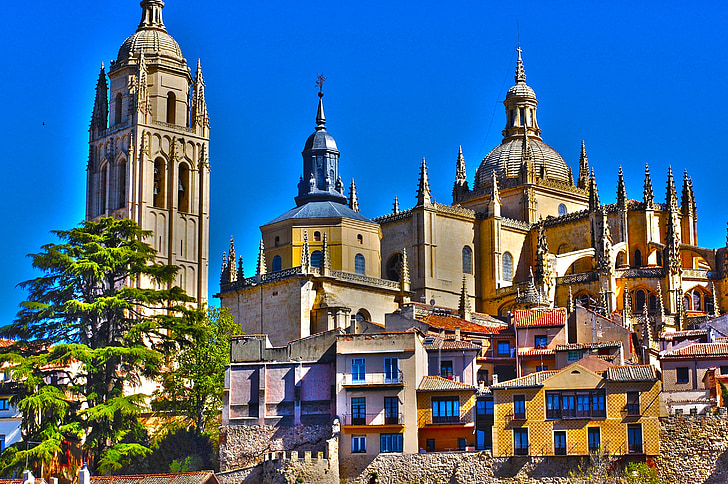 Segovia, Cathedral, monument, City, arkitektur, Spanien, turisme