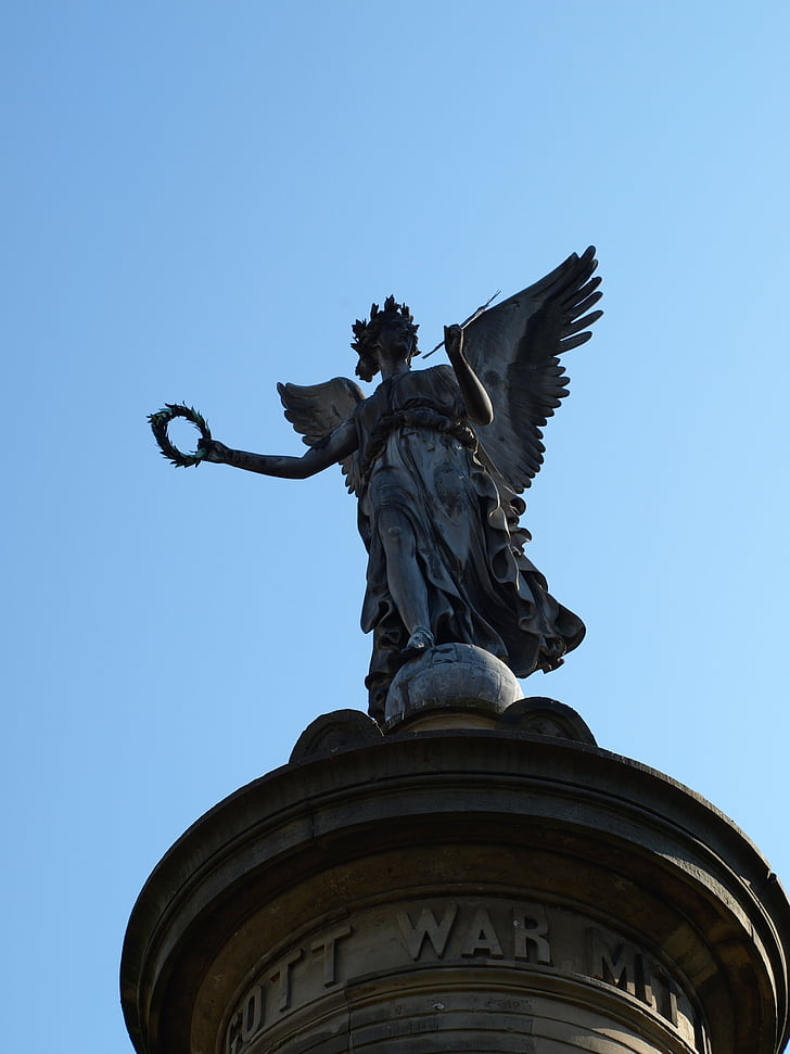 Siegburg Tyskland, Siegessäule, ängel, Sky, pelaren, minne, staty