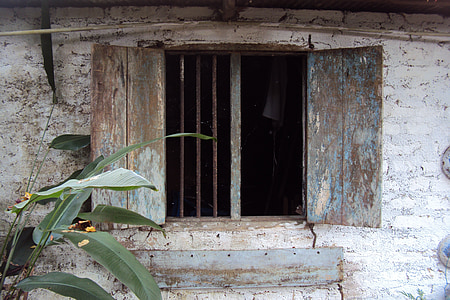 Vecchia finestra, Haunted, cortile, Sri lanka, Shack, costruzione, decadimento