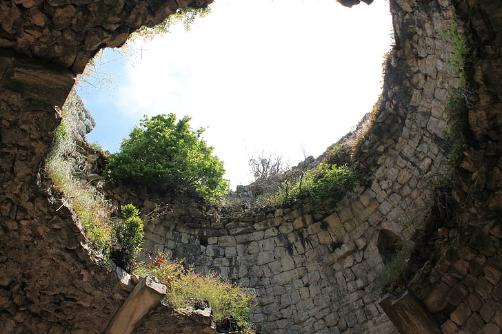 forteresse, les ruines de la, Archéologie, mur, tour, été, Château