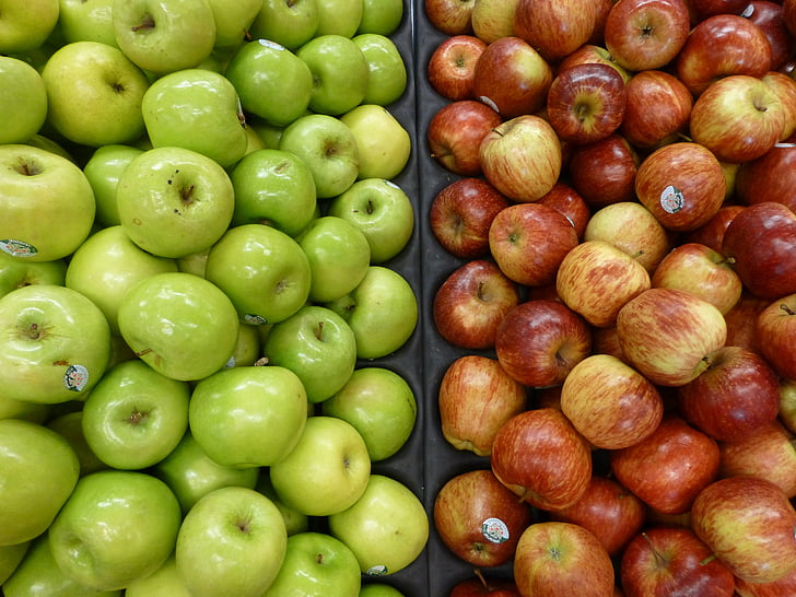 りんご, 市場, フルーツ, 農業, 食料品店, 健康的です, 食品