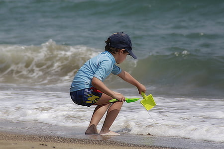 beach, child, beach game, summer, sand, sea, fun
