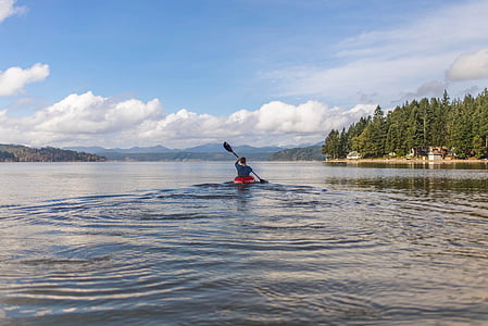 canoe, lake, adventure, kayak, canoeing, outdoors, sport