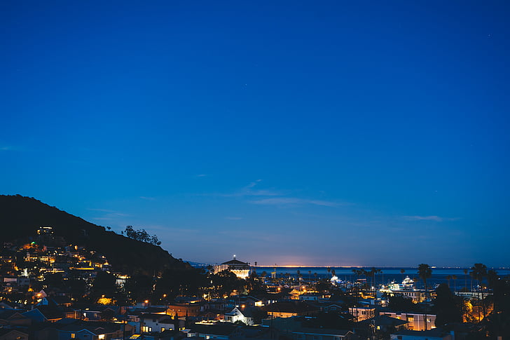 Landmark, dorp, Nighttime, Catalina, eiland, nacht, avond