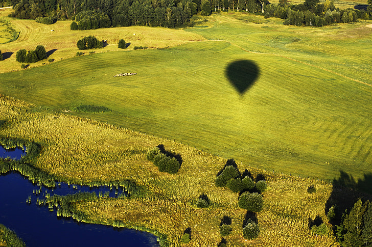 zöld, természet, hőlégballon, madár repülés, Litvánia