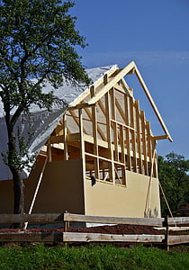 house construction, home, build, building, site, construction work, shell