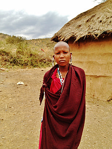 Massai, Flicka, kvinna, Tanzania, Boma, Afrika, svart