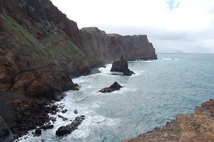 la costa, rocas, Península, paisaje, el océano Atlántico, madera