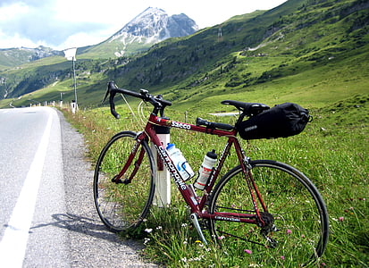 Cestný bicykel, Transalp, Pass, Alpine, Rakúsko, Tirolsko, vysoká