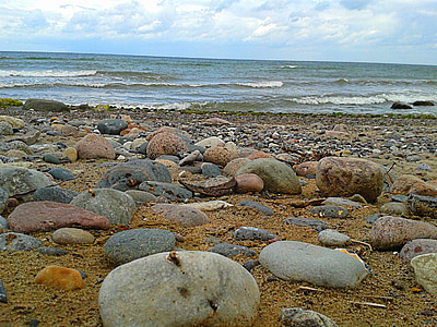 Nordsjön, stenar, havet, Sky, stranden, kusten, vatten