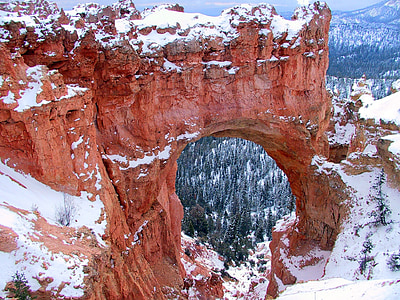 Arch, naturlig bro, vinter, snö, erosion, natursköna, vacker natur