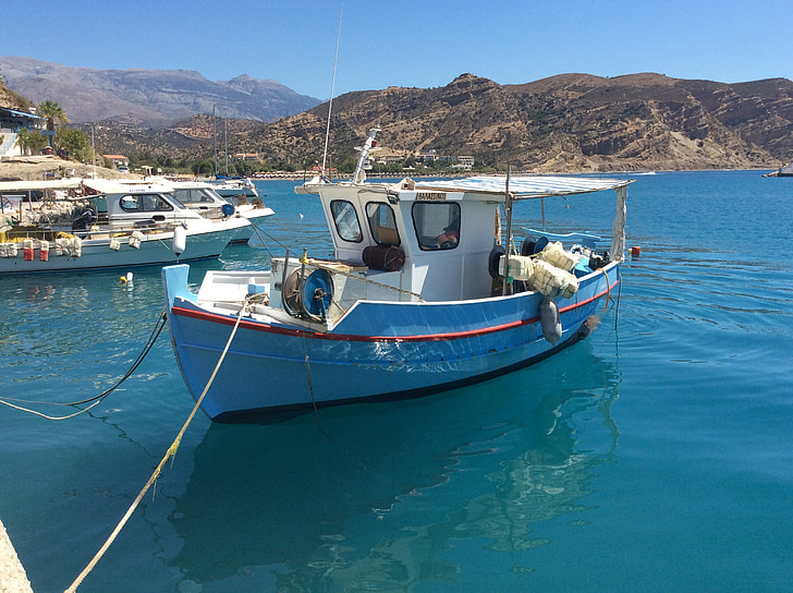 лодка, Крит, Риболов, Средиземно море, Гърция, пристанище