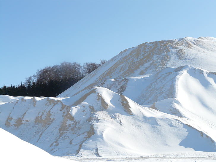 Mountain, bunker, sand, vinterlige, sne, hvid, kolde