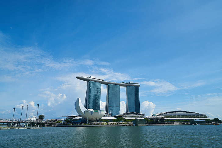 Singapur, Hotel, modra, sestava, nebotičnik, potovanja, arhitektura