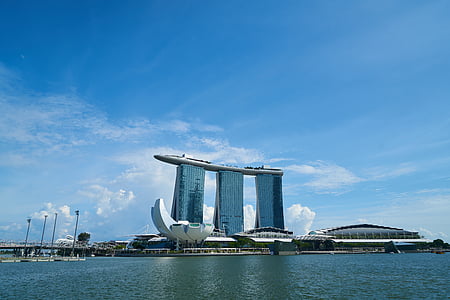 Singapore, Hotel, blauw, samenstelling, wolkenkrabber, reizen, het platform