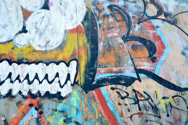 Graffiti, mur, art, art de la rue, wall art, peinture en aérosol, multi couleur