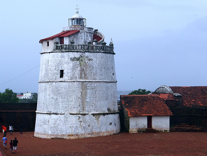Aguada fort, fyr, portugisiske fortet, 1600-tallet, Goa, Aguada, India