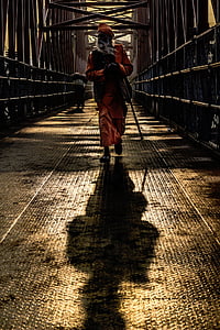 personas, hombre, estructura, puente, sombra