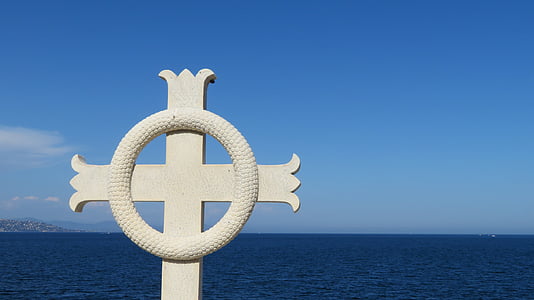 Σαιν-Τροπέ, Γαλλία, τάφος, Σταυρός, στη θάλασσα, ουρανός, μπλε