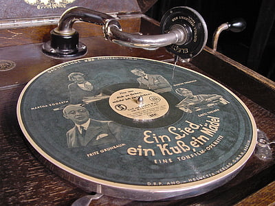 Schell-Eckplatte, Grammophon, 78 u/min, Bild-Platte, Datensatz, Nostalgie, Tönung