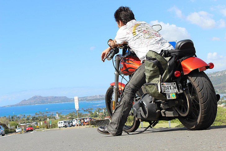 bicikl, na Havajima, Harley, more, na turneji, putovanje