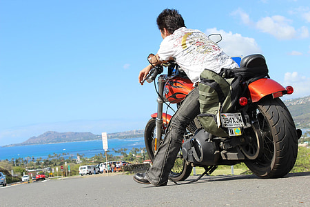 fiets, Hawaii, Harley, zee, Touring, op reis gaat
