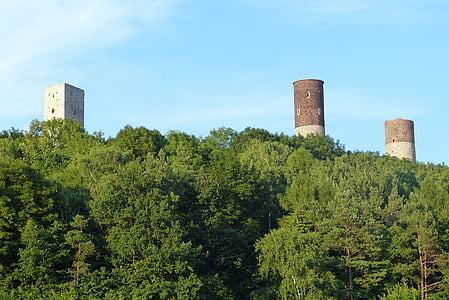 Castell, Checiny, Castell checiny, Monument, bosc, arbre, Torre
