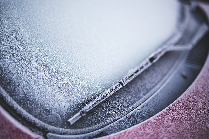 inverno, congelati, congelato, parte anteriore, finestra, parabrezza, mattina