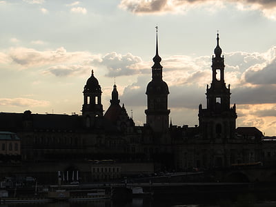 dresden, cathedral, marketplace, old town, building, church, architecture