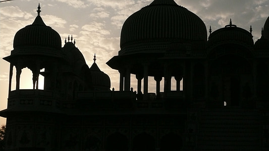 sunset, shadows, architecture, dome, light, building, evening