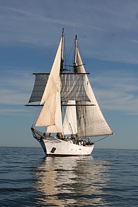 clipper, sail, boat, ocean, sea, ship, nautical