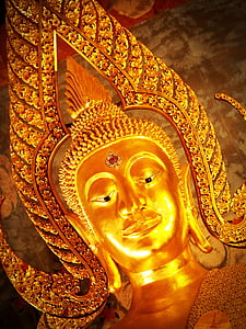 Buddha, Buddah, Thailand, Tibet, guld, gyllene, närbild