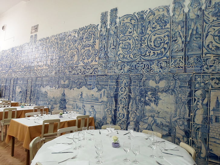 Restaurant, historisch, tegels, Porto, Portugal