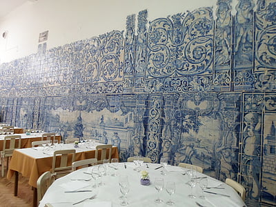 restoranas, istoriškai, plytelės, Porto, Portugalija