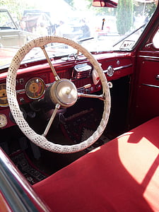 oldtimer, auto, red, car seats, speedo, classic, automotive