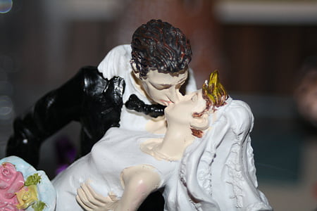 lovers, bride and groom, kiss, figure